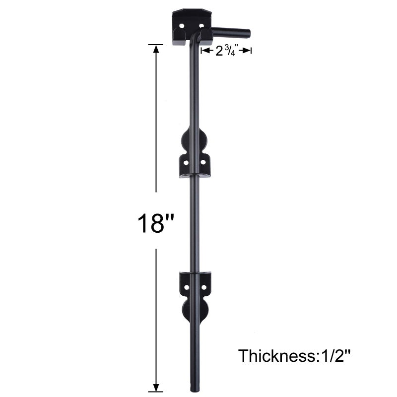 SANKINS 18" Cane Bolt Drop Rod Heavy Duty Gate Hardware Black Solid Steel Gate Ground Latch for Wood PVC Vinyl Metal Fences Doors, Holding Gates to The Ground (1 Pack) - Image 3
